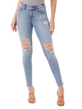 Sofia by Sofia Vergara Mid Rise Skinny Ankle Jeans Size 20 Light Wash Distressed